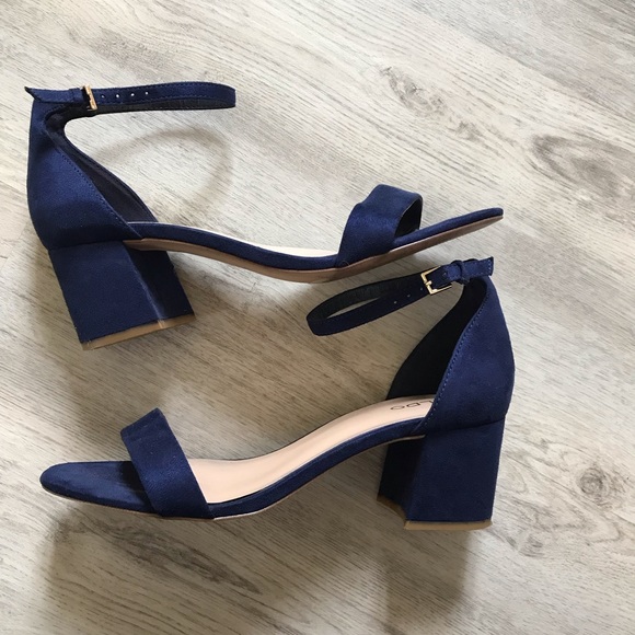 HOST PICK 🥰Aldo Navy Blue Suede Block Heel Sandal Villarosa Style Size 9 - Picture 2 of 7